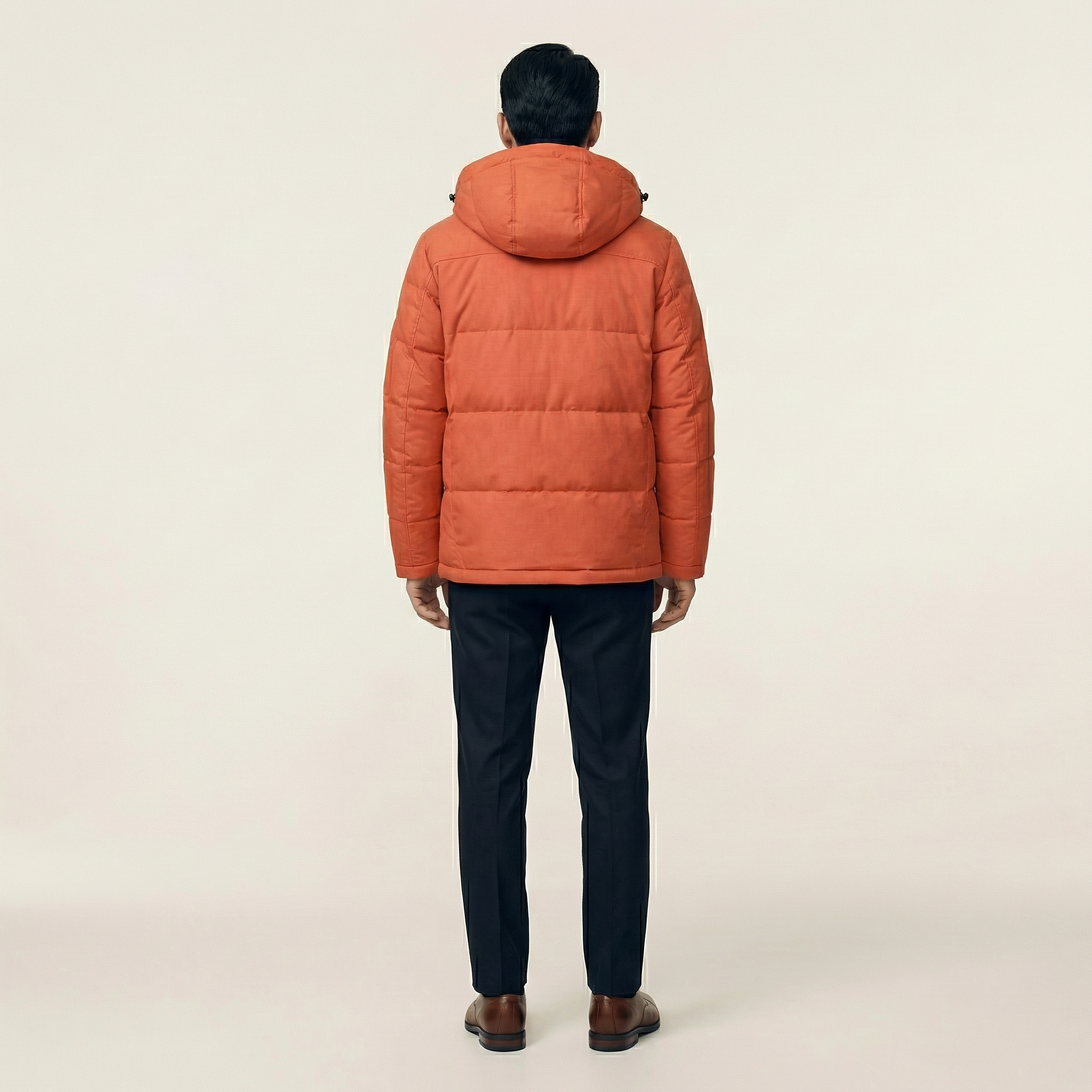 Men’s Hooded Puffer Jacket – Zipper Closure Design