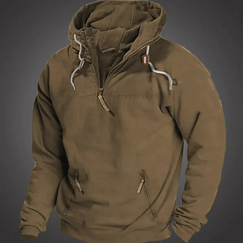 Men’s Hooded Pullover – Half-Zip Front with Drawstring Hood