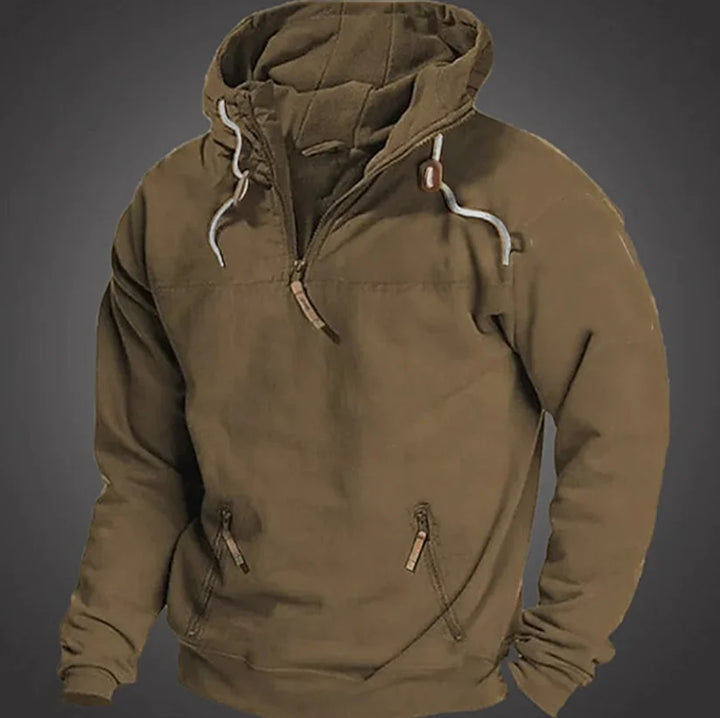 Men’s Hooded Pullover – Half-Zip Front with Drawstring Hood