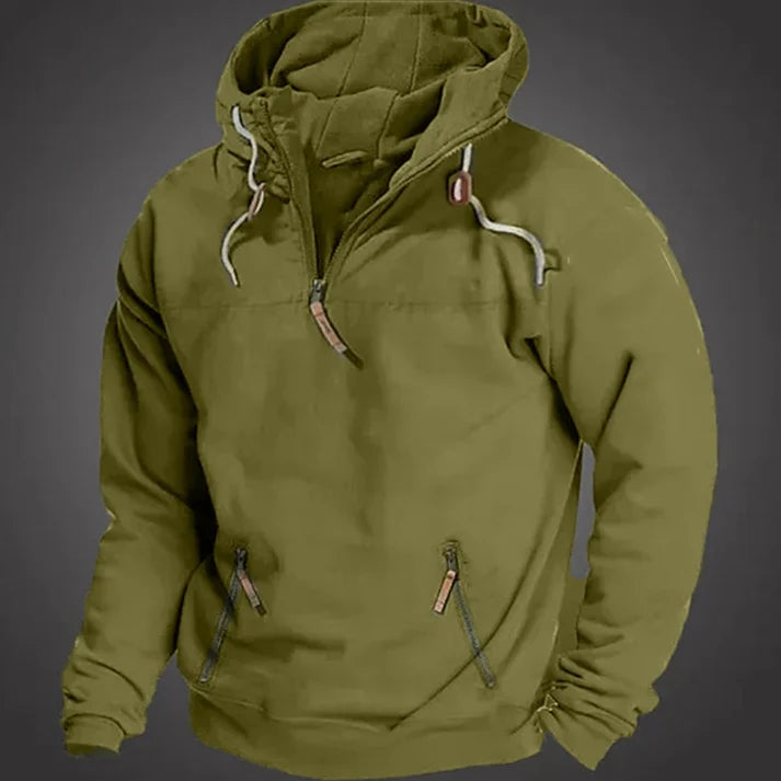 Men’s Hooded Pullover – Half-Zip Front with Drawstring Hood