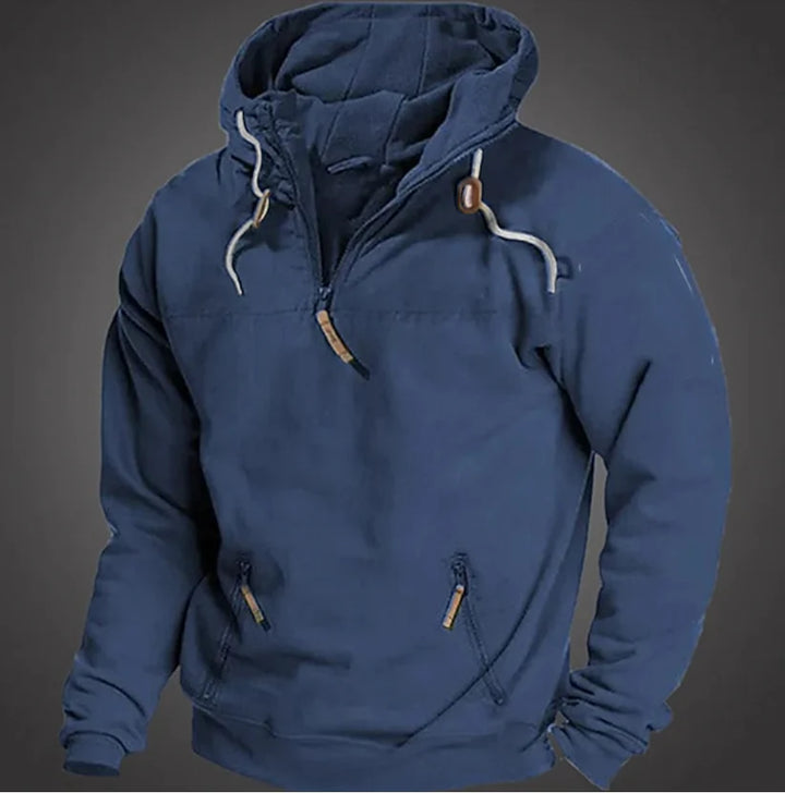 Men’s Hooded Pullover – Half-Zip Front with Drawstring Hood