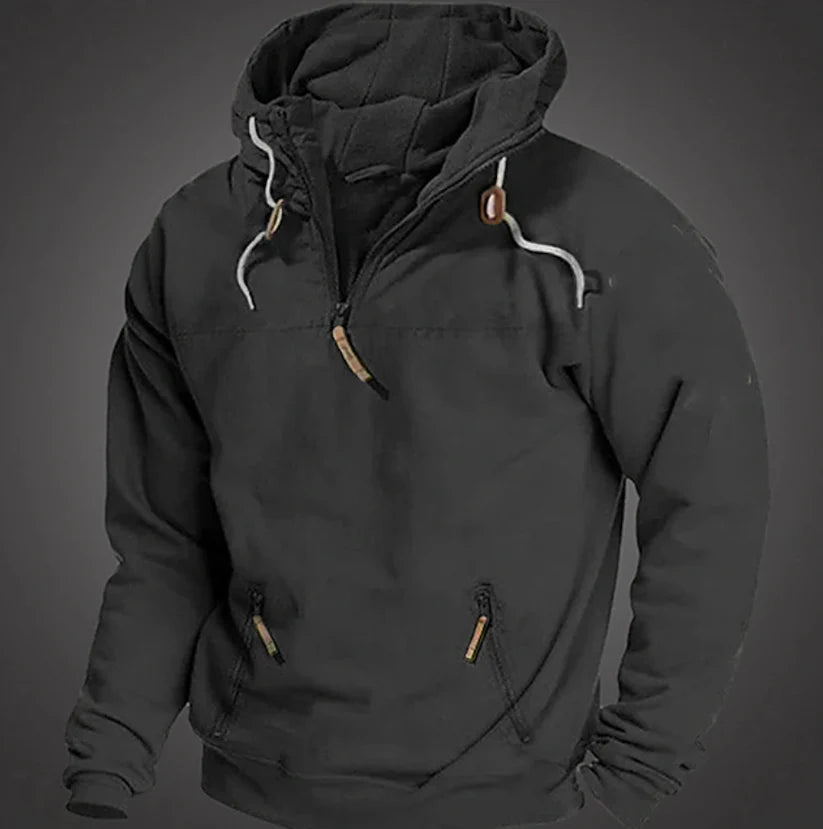 Men’s Hooded Pullover – Half-Zip Front with Drawstring Hood
