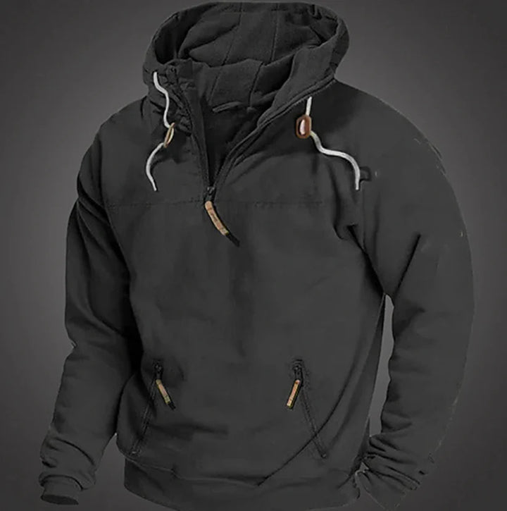 Men’s Hooded Pullover – Half-Zip Front with Drawstring Hood
