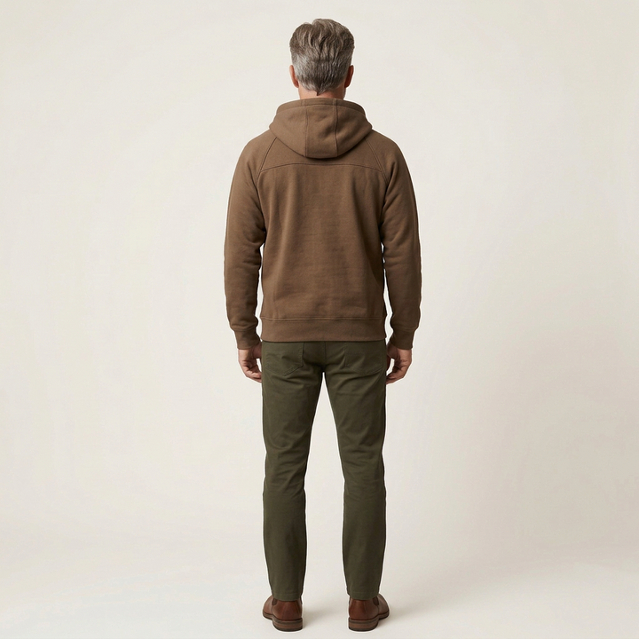 Men’s Hooded Pullover – Lace-Up Neckline