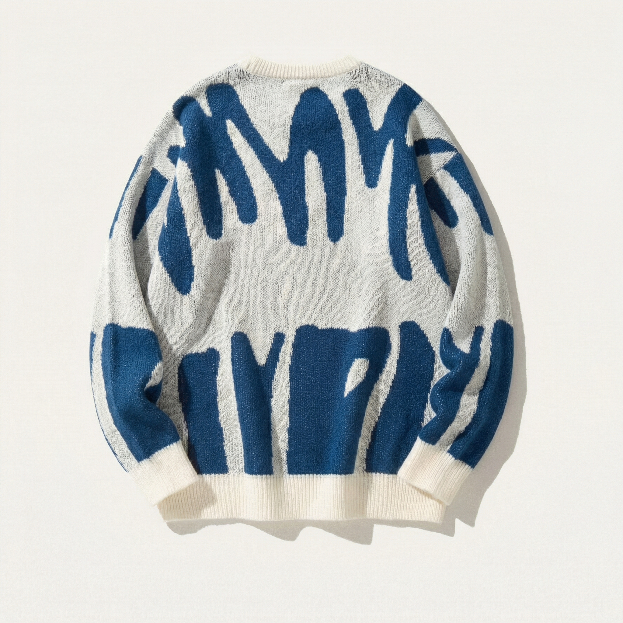 Men’s Knit Sweater – Crew Neck, Long Sleeve, Two-Tone Pattern