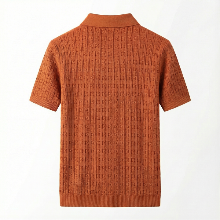 Men’s Knitted Polo Shirt – Short Sleeve Button Placket Design
