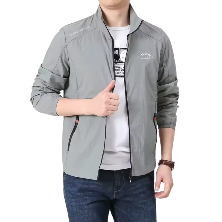 Men’s Lightweight Jacket – Zip-Front Design with Stand Collar