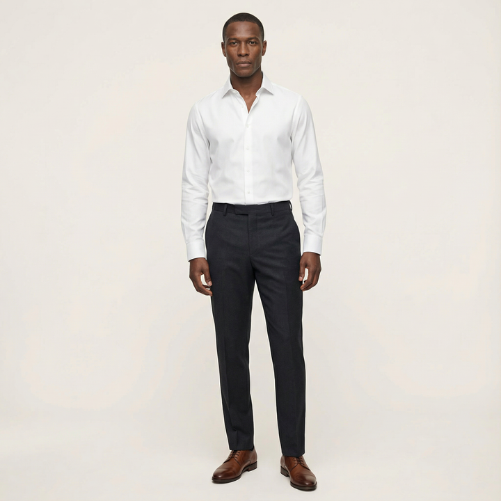 Men’s Long-Sleeve Button-Up Shirt – Collared Design, Slim Fit