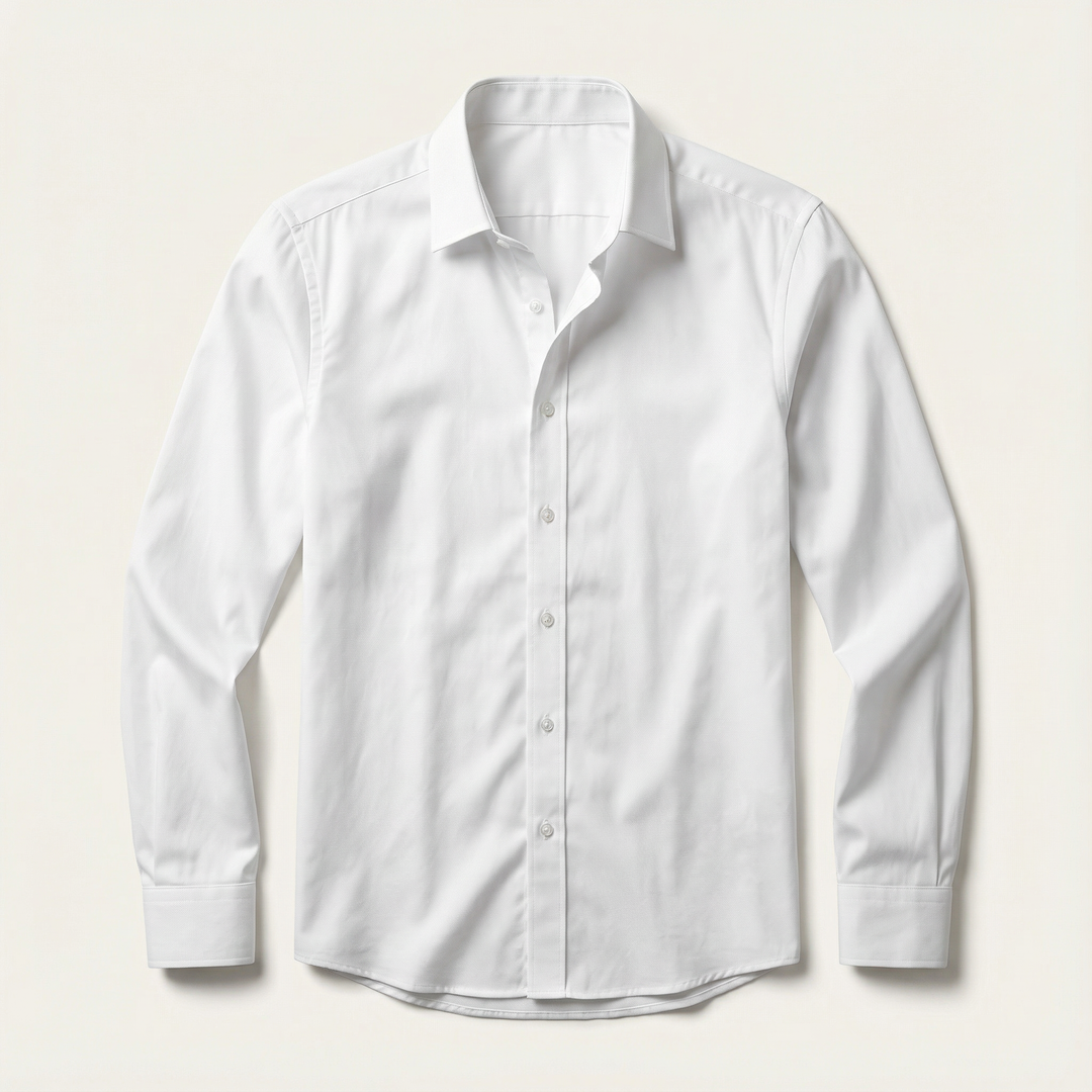 Men’s Long-Sleeve Button-Up Shirt – Collared Design, Slim Fit