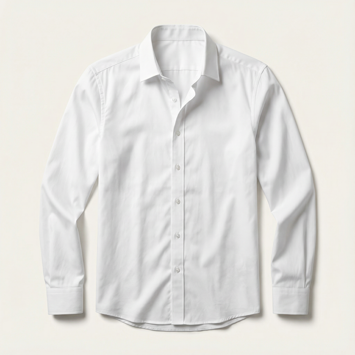 Men’s Long-Sleeve Button-Up Shirt – Collared Design, Slim Fit