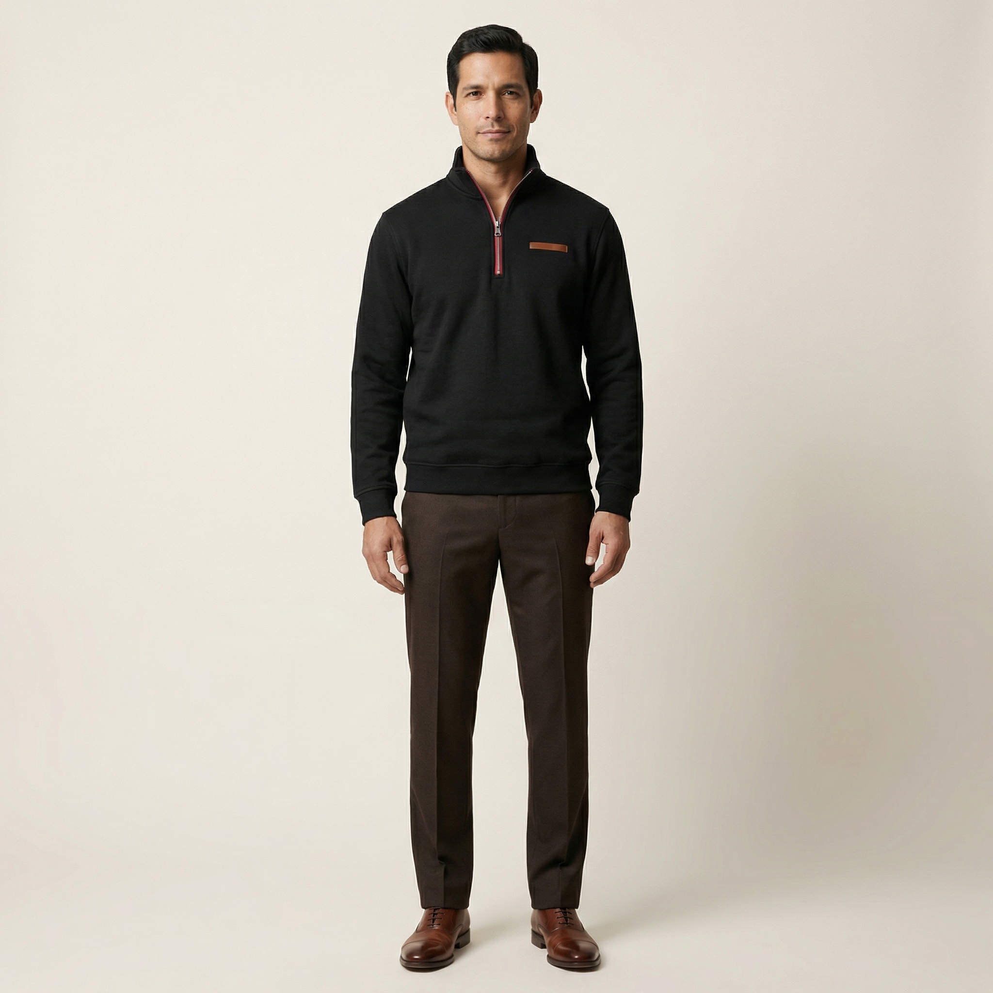 Men’s Quarter-Zip Sweater – Long Sleeve Pullover Style