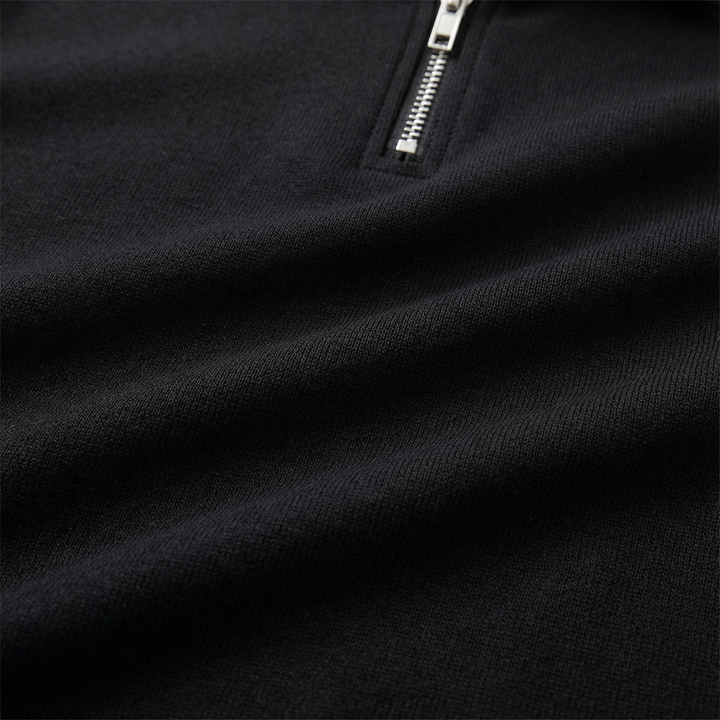 Men’s Short-Sleeve Quarter-Zip Polo Shirt – Slim Fit, Stand Collar Design