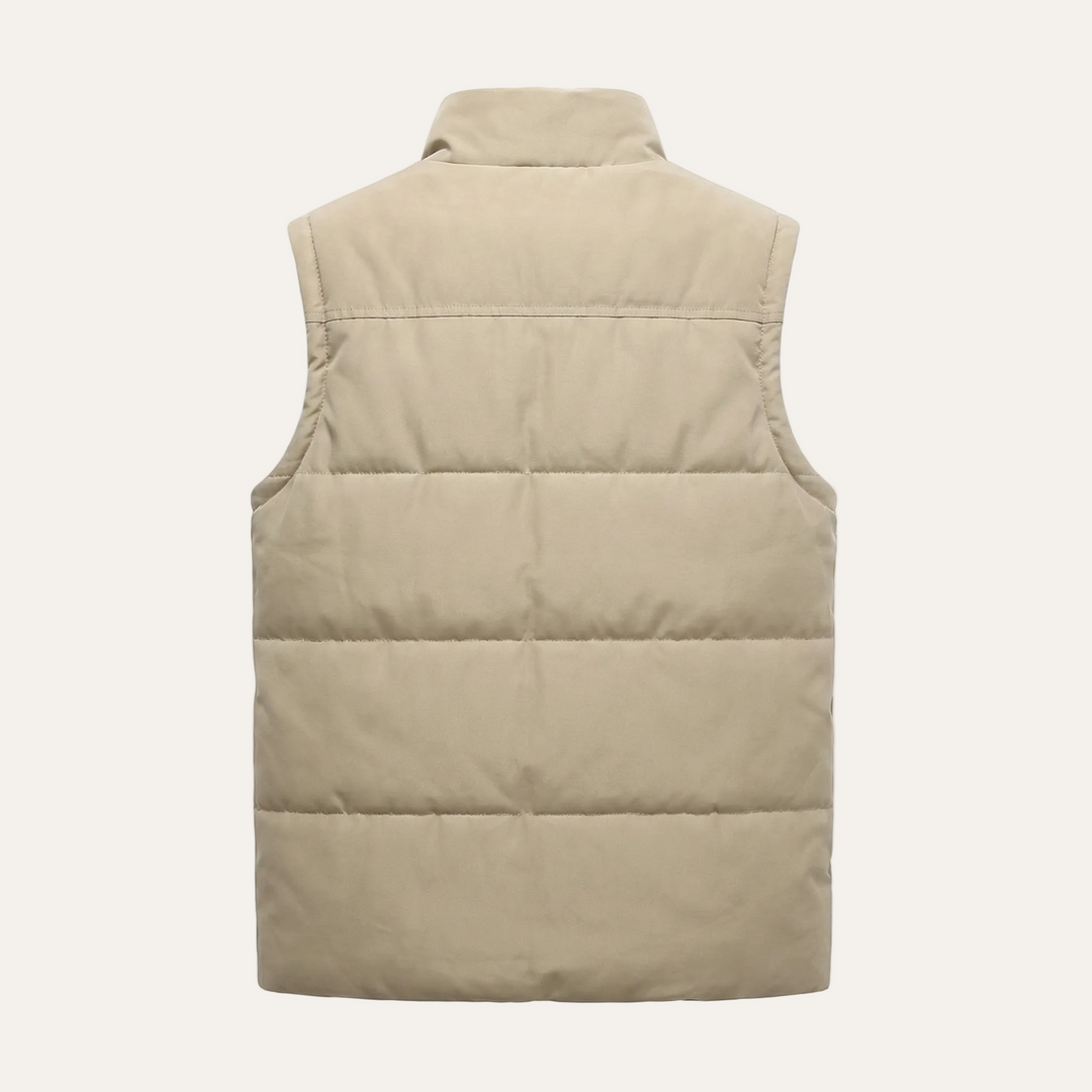 Men’s Sleeveless Vest – Stand Collar, Front Button Closure