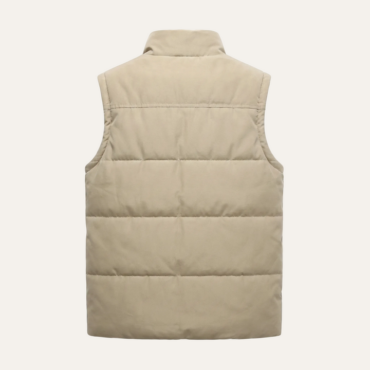 Men’s Sleeveless Vest – Stand Collar, Front Button Closure