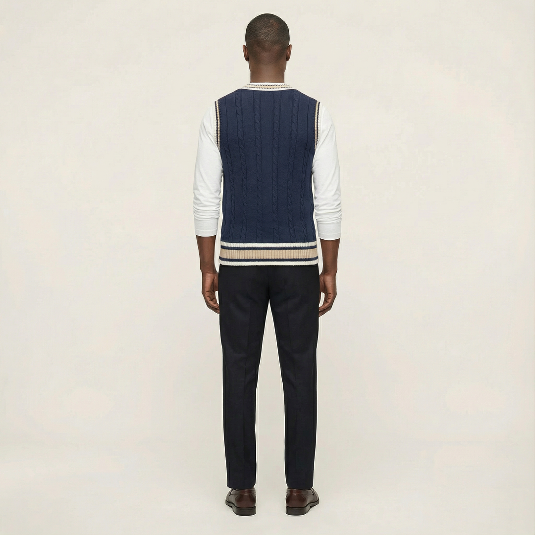 Men’s Sleeveless Vest – V-Neck, Ribbed Trim