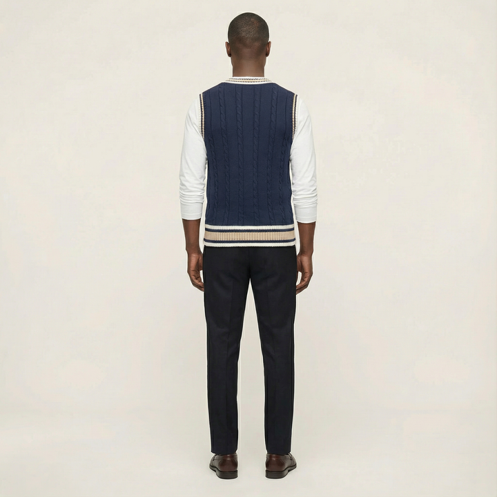Men’s Sleeveless Vest – V-Neck, Ribbed Trim