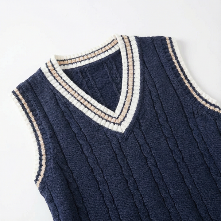 Men’s Sleeveless Vest – V-Neck, Ribbed Trim