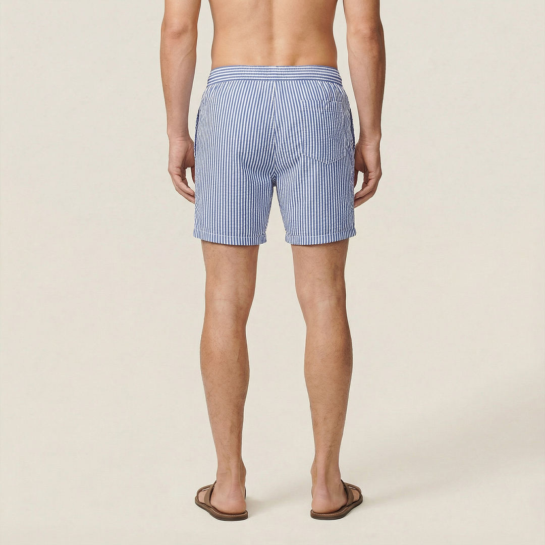 Men’s Striped Shorts – Elastic Waist with Drawstring