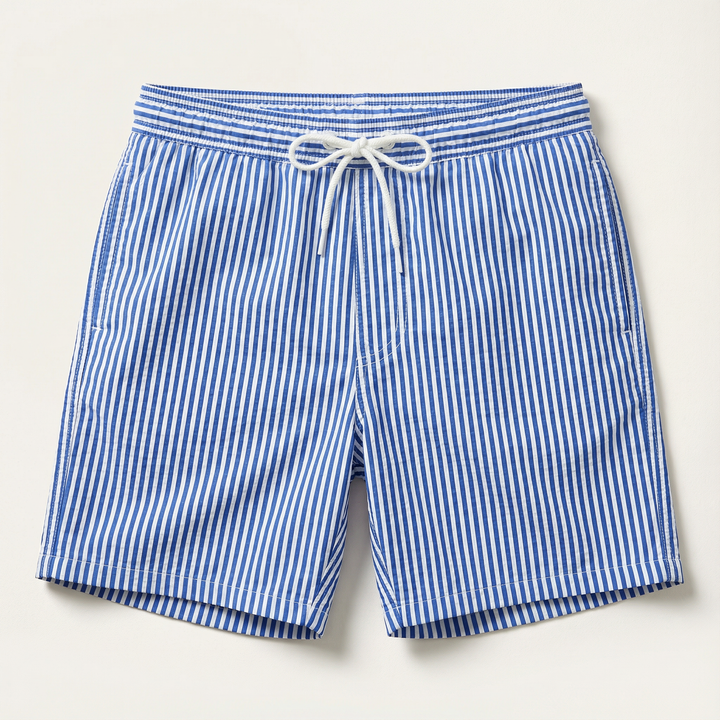 Men’s Striped Shorts – Elastic Waist with Drawstring