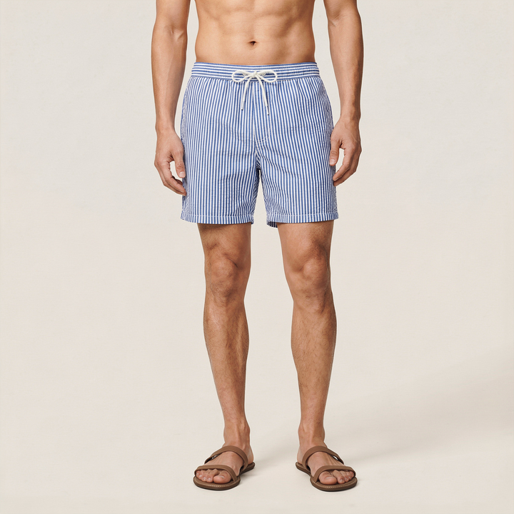 Men’s Striped Shorts – Elastic Waist with Drawstring
