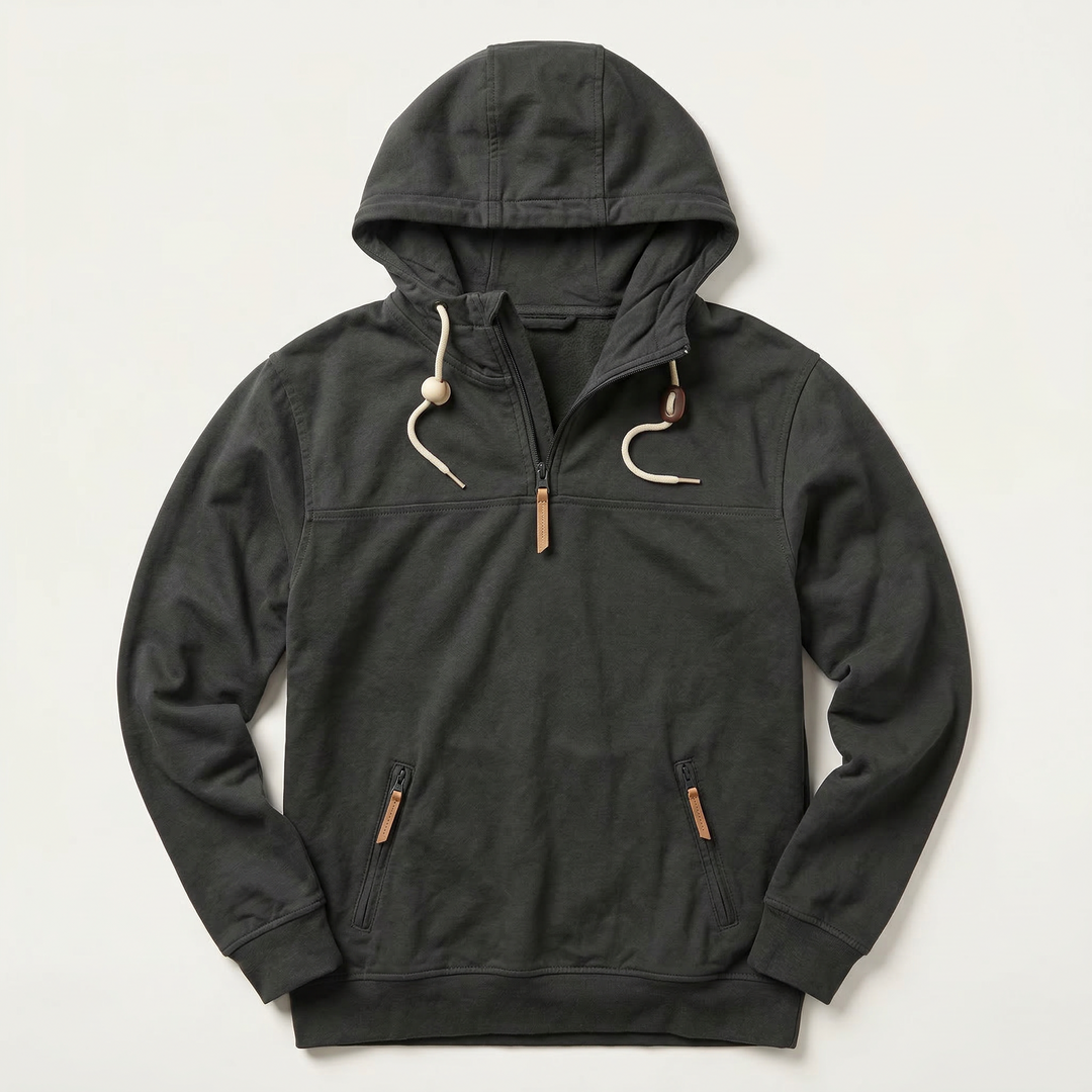 Men’s Hooded Pullover – Half-Zip Front with Drawstring Hood