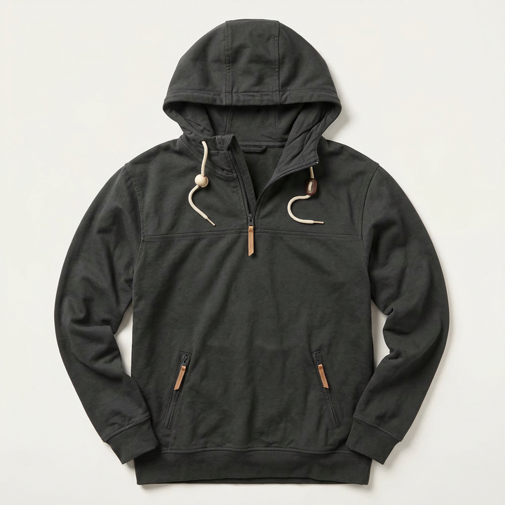 Men’s Hooded Pullover – Half-Zip Front with Drawstring Hood