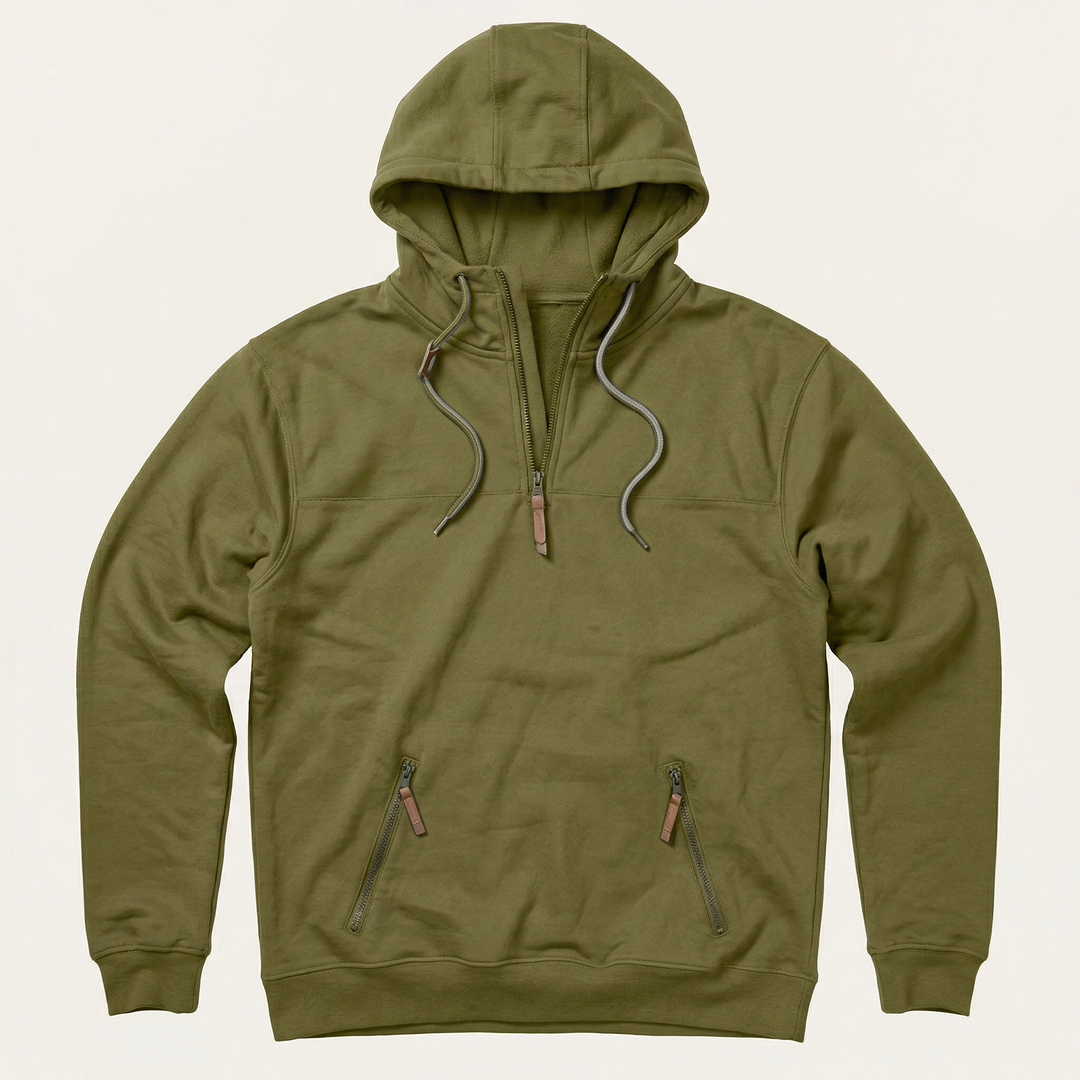 Men’s Hooded Pullover – Half-Zip Front with Drawstring Hood