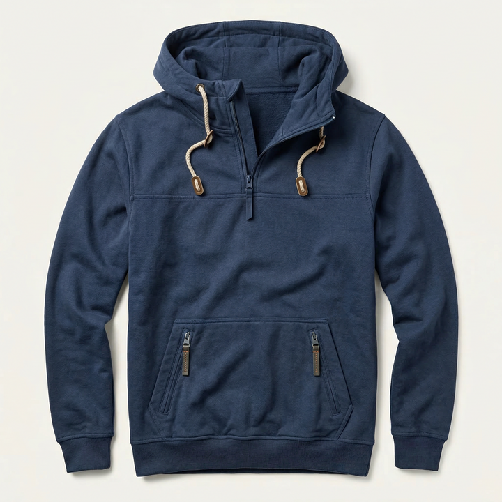 Men’s Hooded Pullover – Half-Zip Front with Drawstring Hood