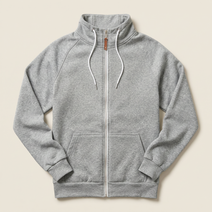 Men’s Hooded Sweatshirt – Zip-Front Design with Drawstring Hood