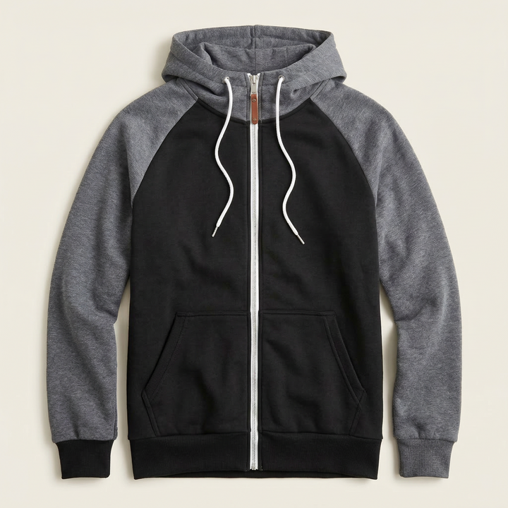 Men’s Hooded Sweatshirt – Zip-Front Design with Drawstring Hood