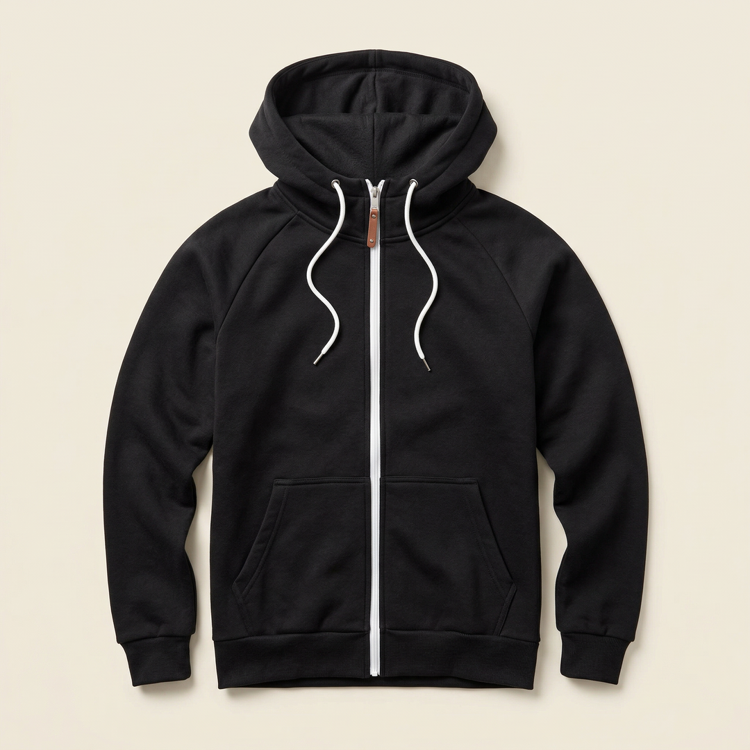 Men’s Hooded Sweatshirt – Zip-Front Design with Drawstring Hood