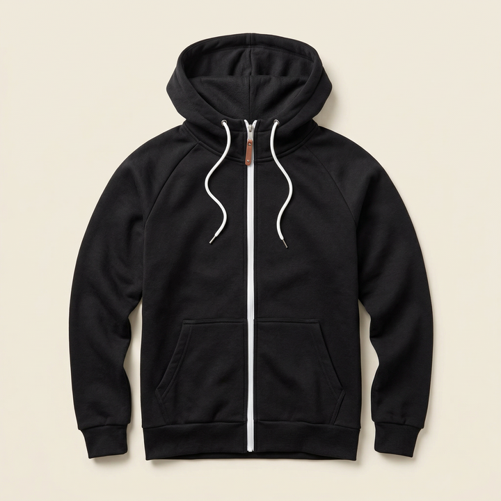 Men’s Hooded Sweatshirt – Zip-Front Design with Drawstring Hood