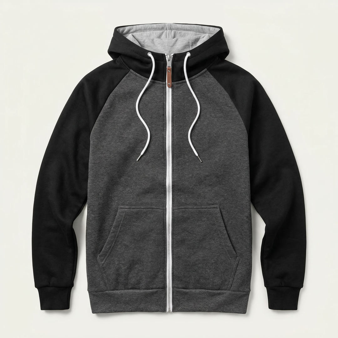 Men’s Hooded Sweatshirt – Zip-Front Design with Drawstring Hood