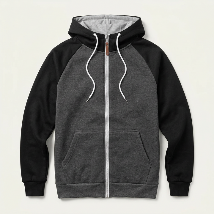 Men’s Hooded Sweatshirt – Zip-Front Design with Drawstring Hood