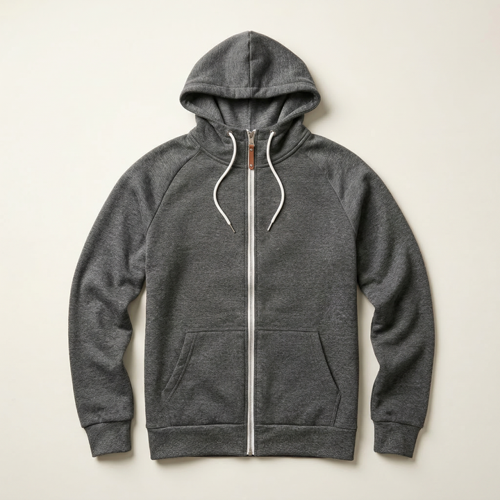 Men’s Hooded Sweatshirt – Zip-Front Design with Drawstring Hood