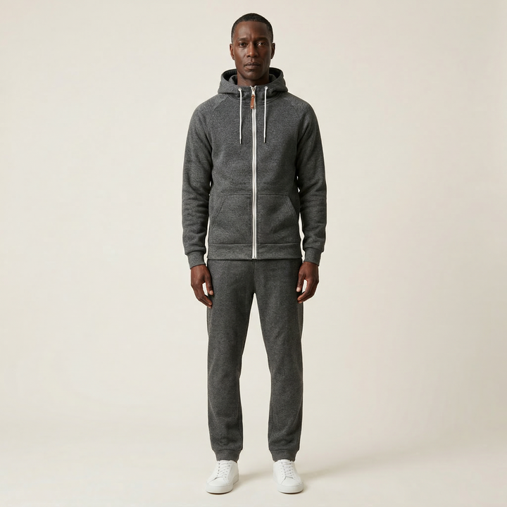 Men’s Hooded Sweatshirt – Zip-Front Design with Drawstring Hood