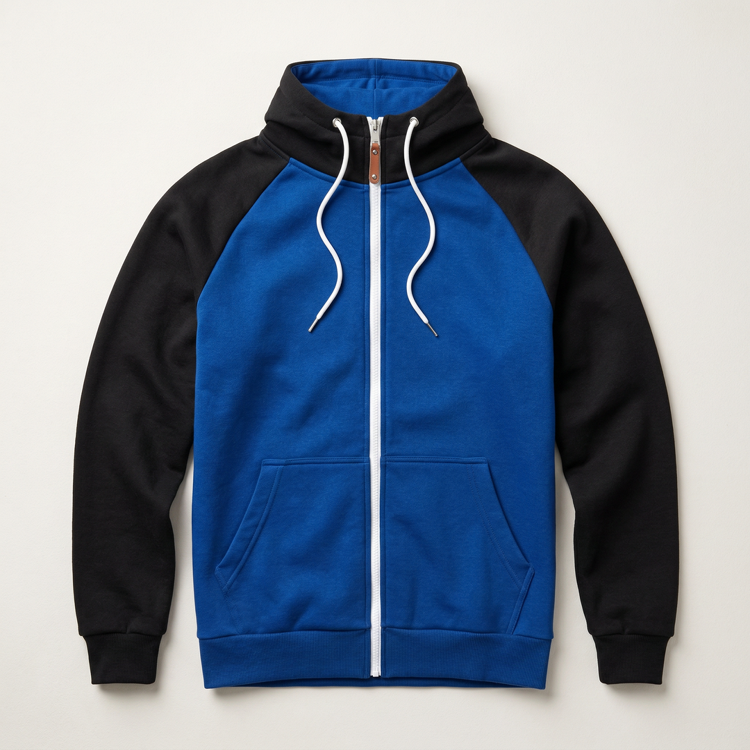 Men’s Hooded Sweatshirt – Zip-Front Design with Drawstring Hood