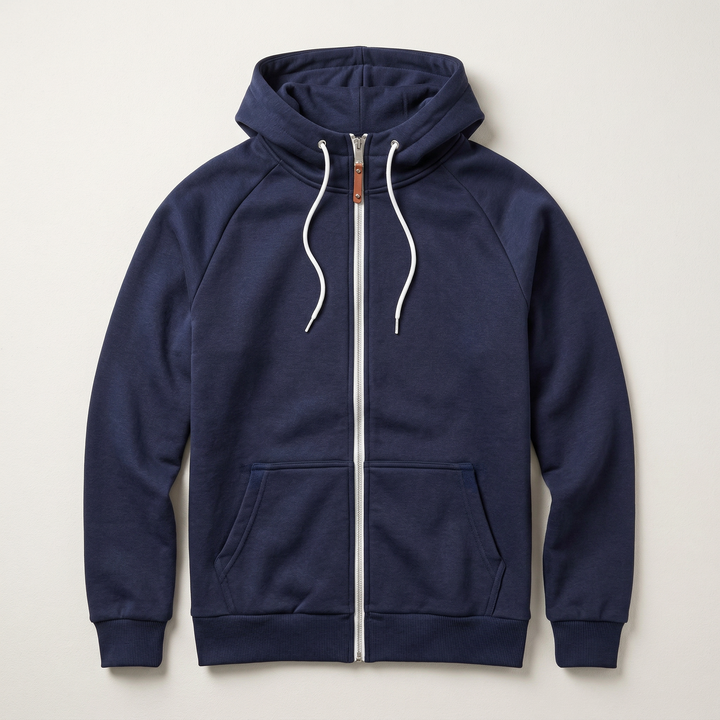 Men’s Hooded Sweatshirt – Zip-Front Design with Drawstring Hood