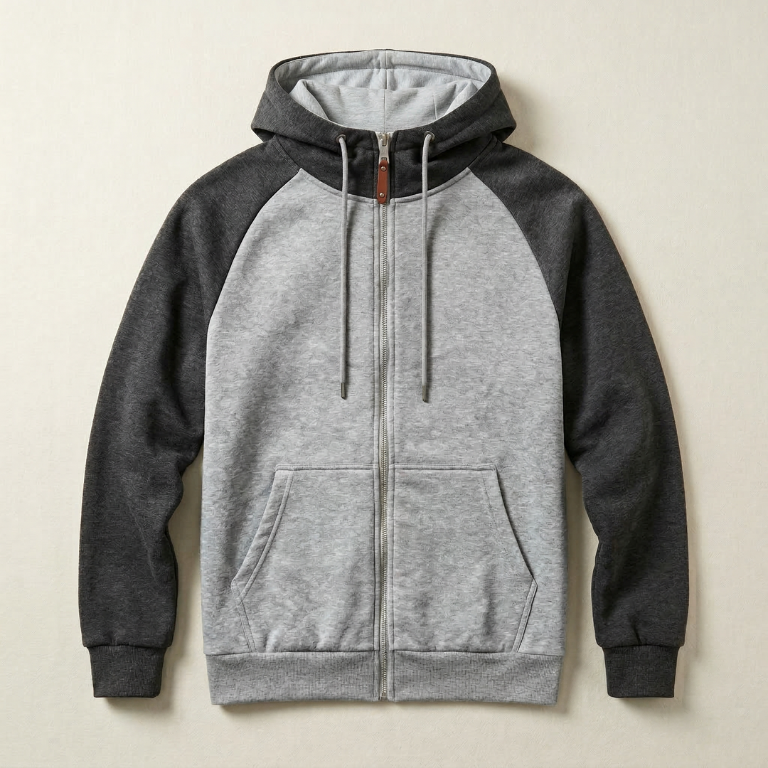 Men’s Hooded Sweatshirt – Zip-Front Design with Drawstring Hood