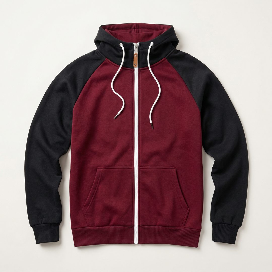 Men’s Hooded Sweatshirt – Zip-Front Design with Drawstring Hood