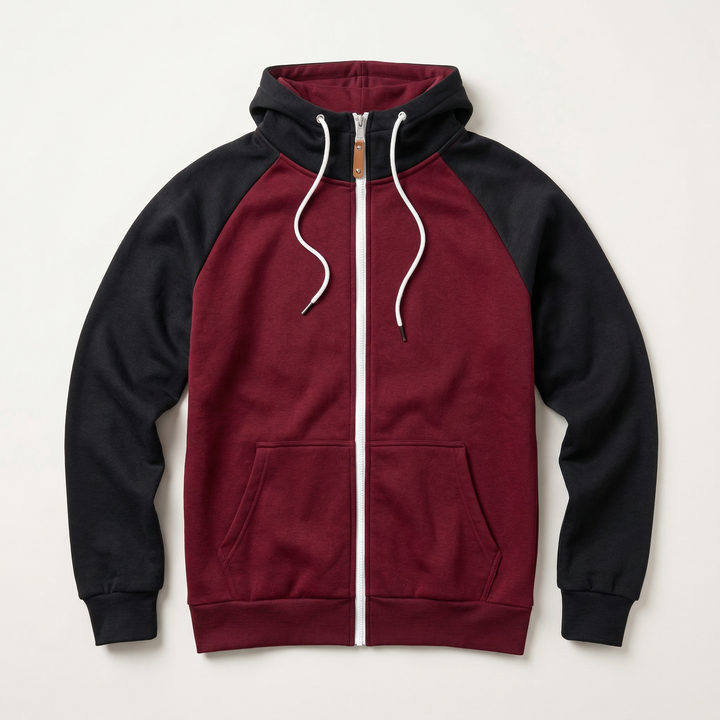 Men’s Hooded Sweatshirt – Zip-Front Design with Drawstring Hood