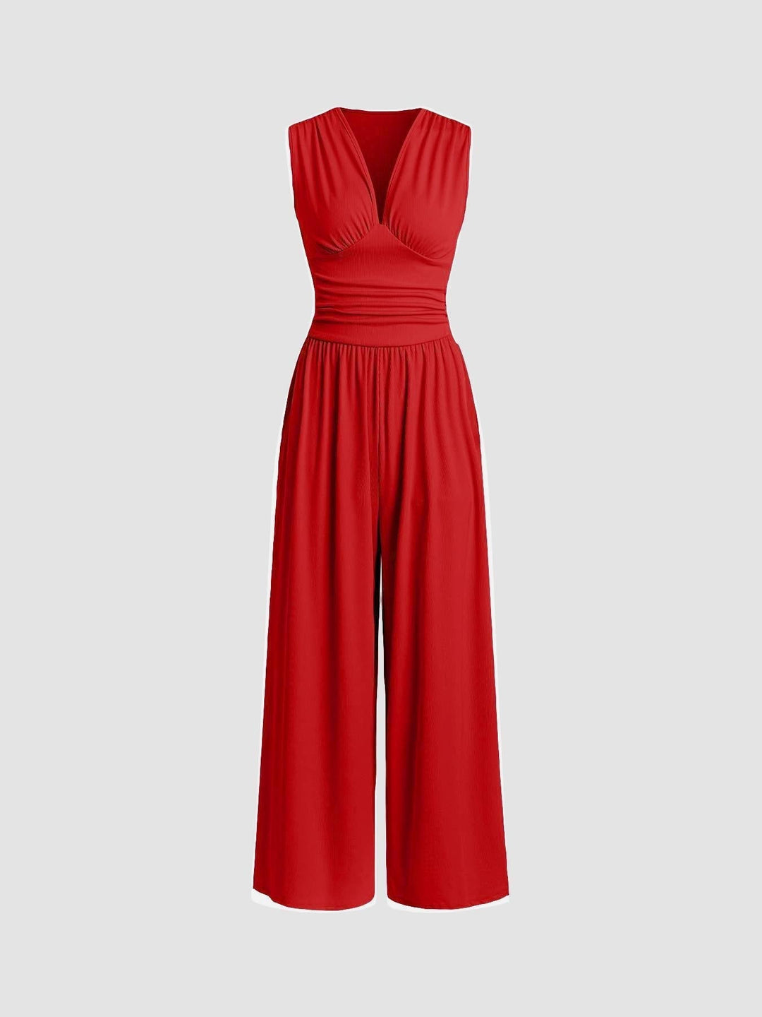 Sleeveless wide-leg jumpsuit with tailored fit for women