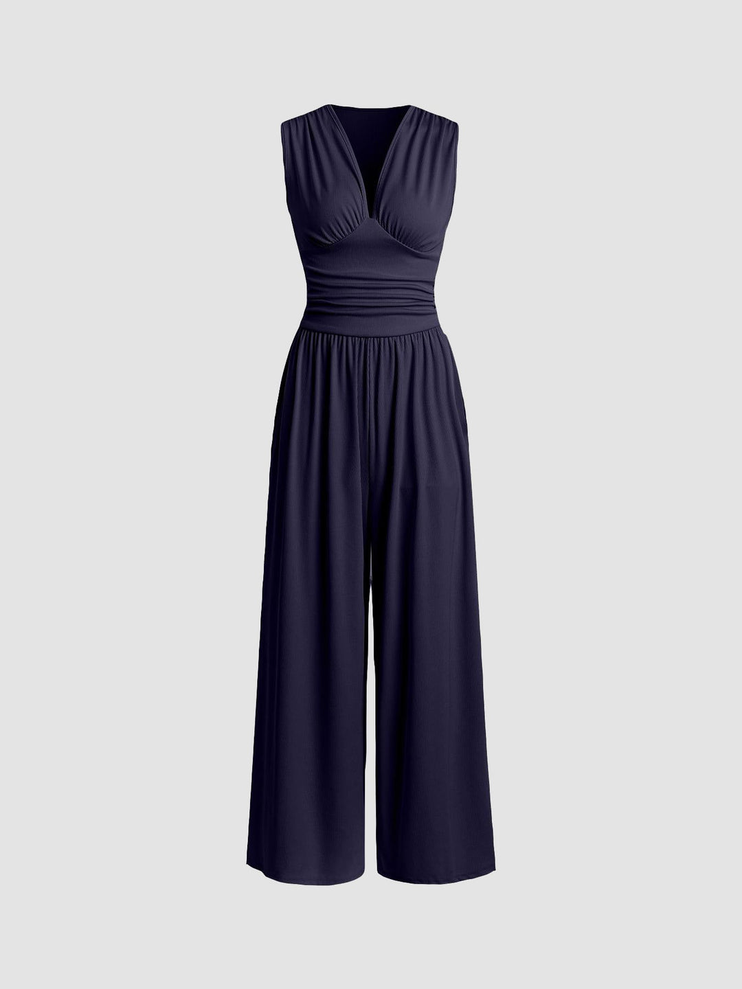 Sleeveless wide-leg jumpsuit with tailored fit for women