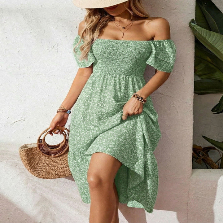 Square neck floral tiered midi dress for women