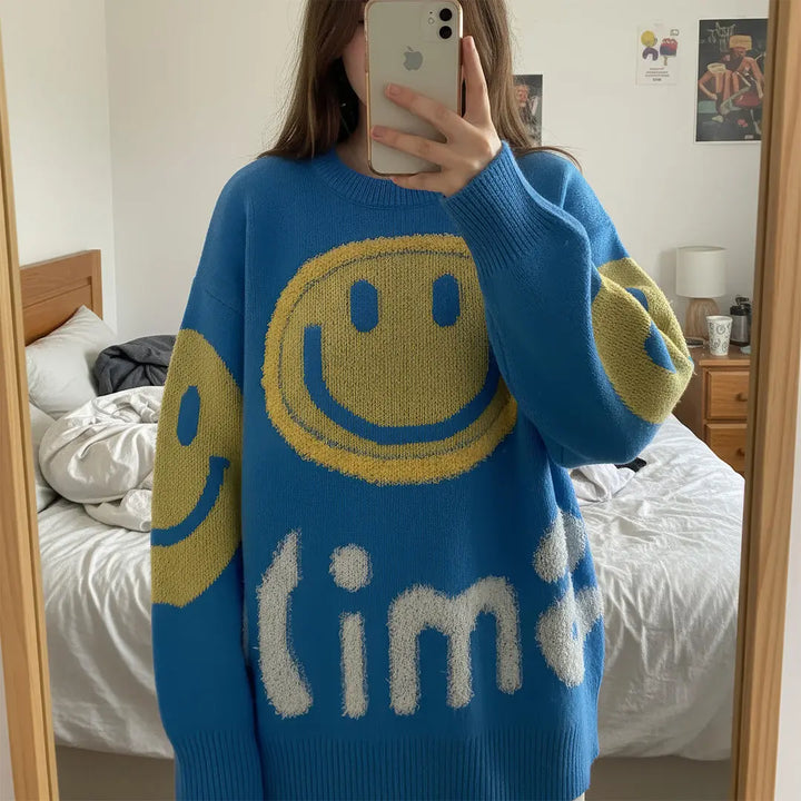 Oversized Fuzzy Smile Sweater