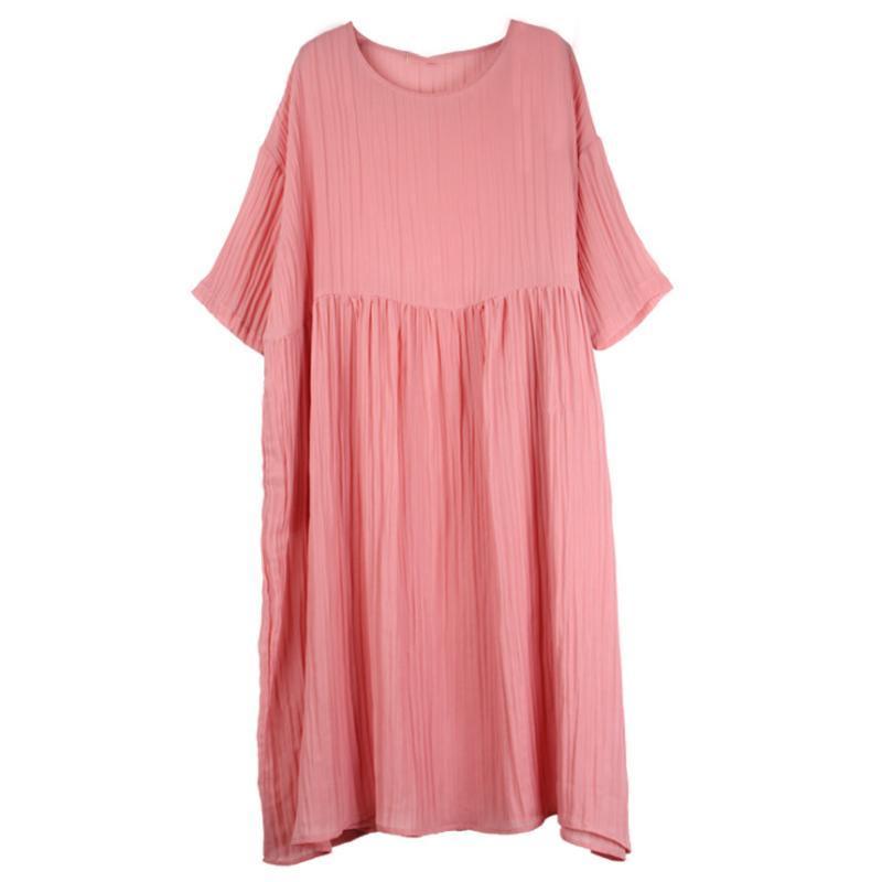 Plus size pleated midi dress with half sleeves for women