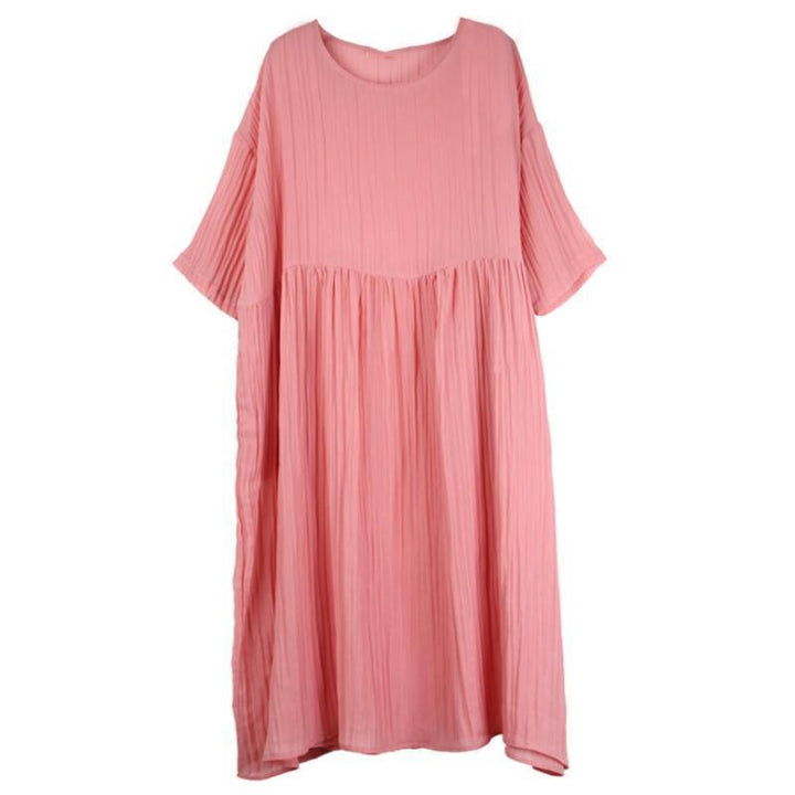 Plus size pleated midi dress with half sleeves for women