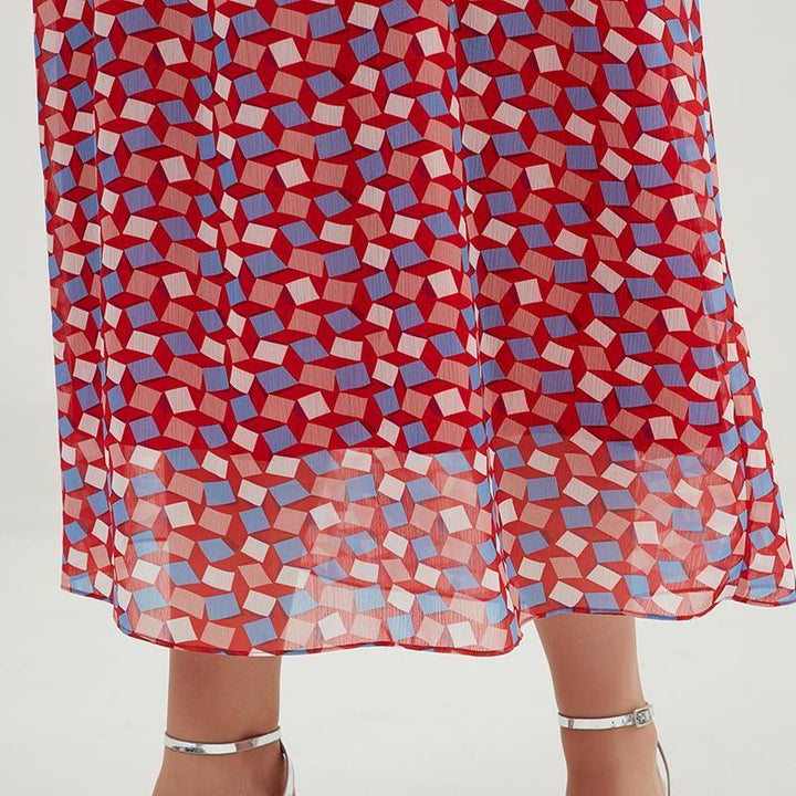 Plus size geometric print halter maxi dress for women