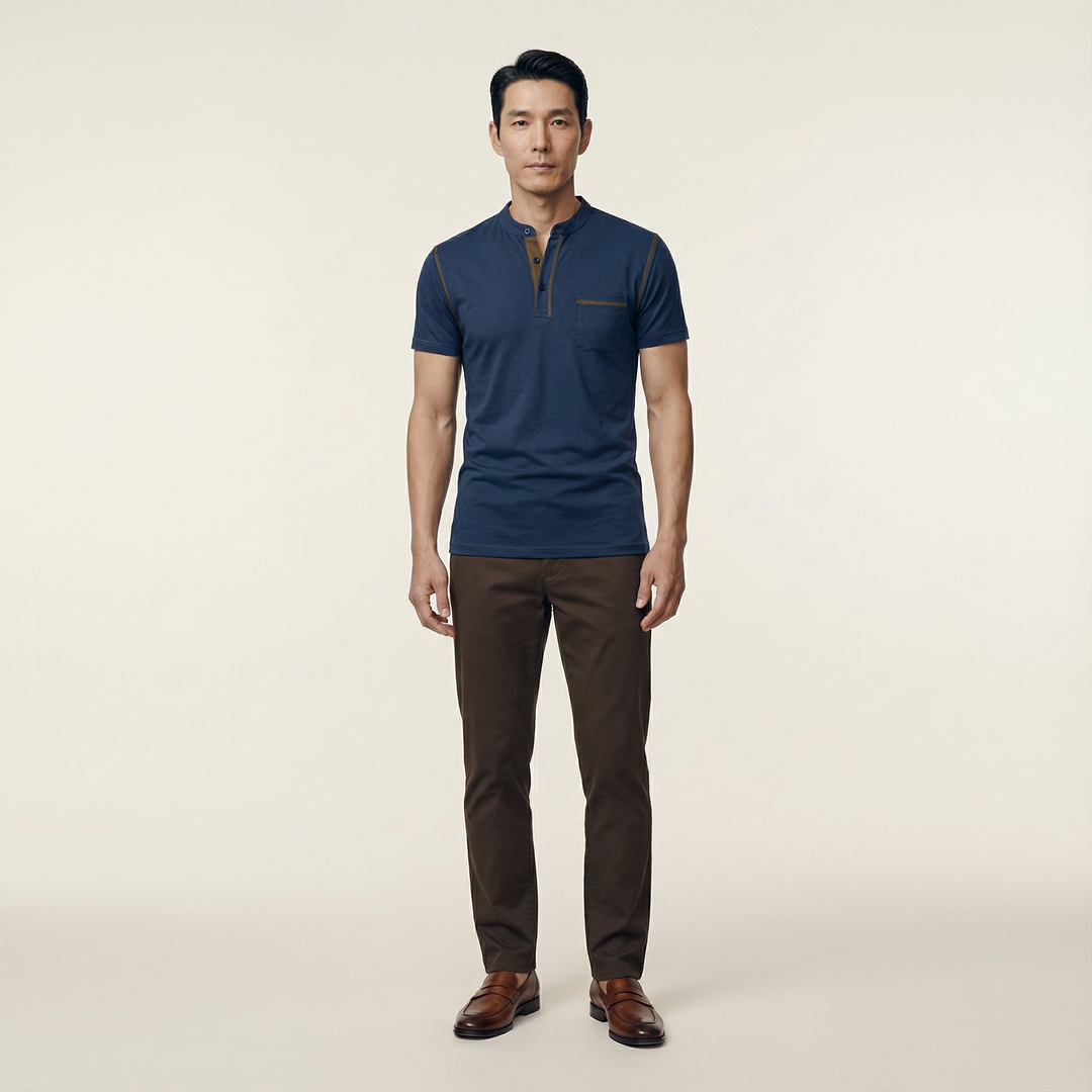 Polo with Henley collar for Men