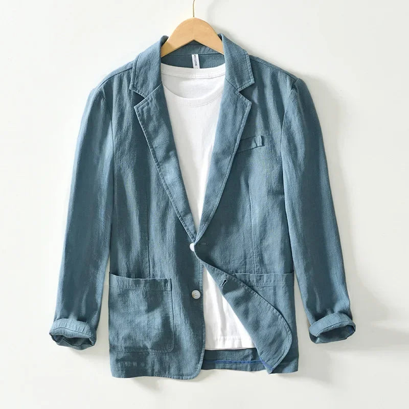 Cotton-linen unstructured blazer for men